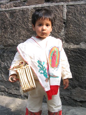 Boy dressed like Juan Diego the peasant