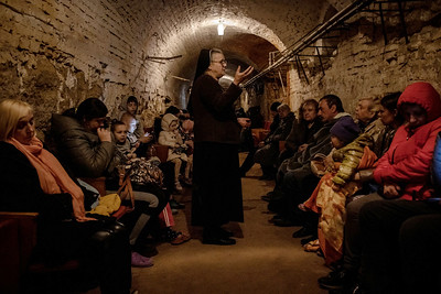 Civilians in a shelter