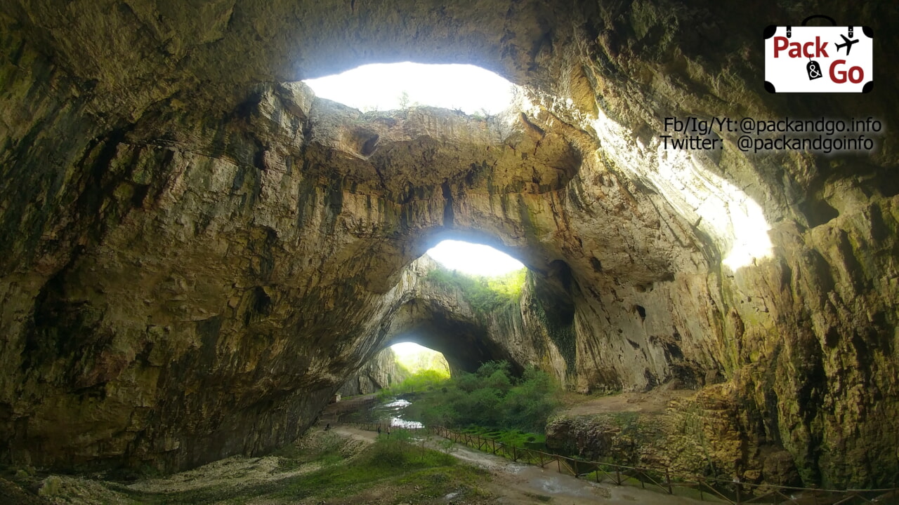 A cave with many light holes