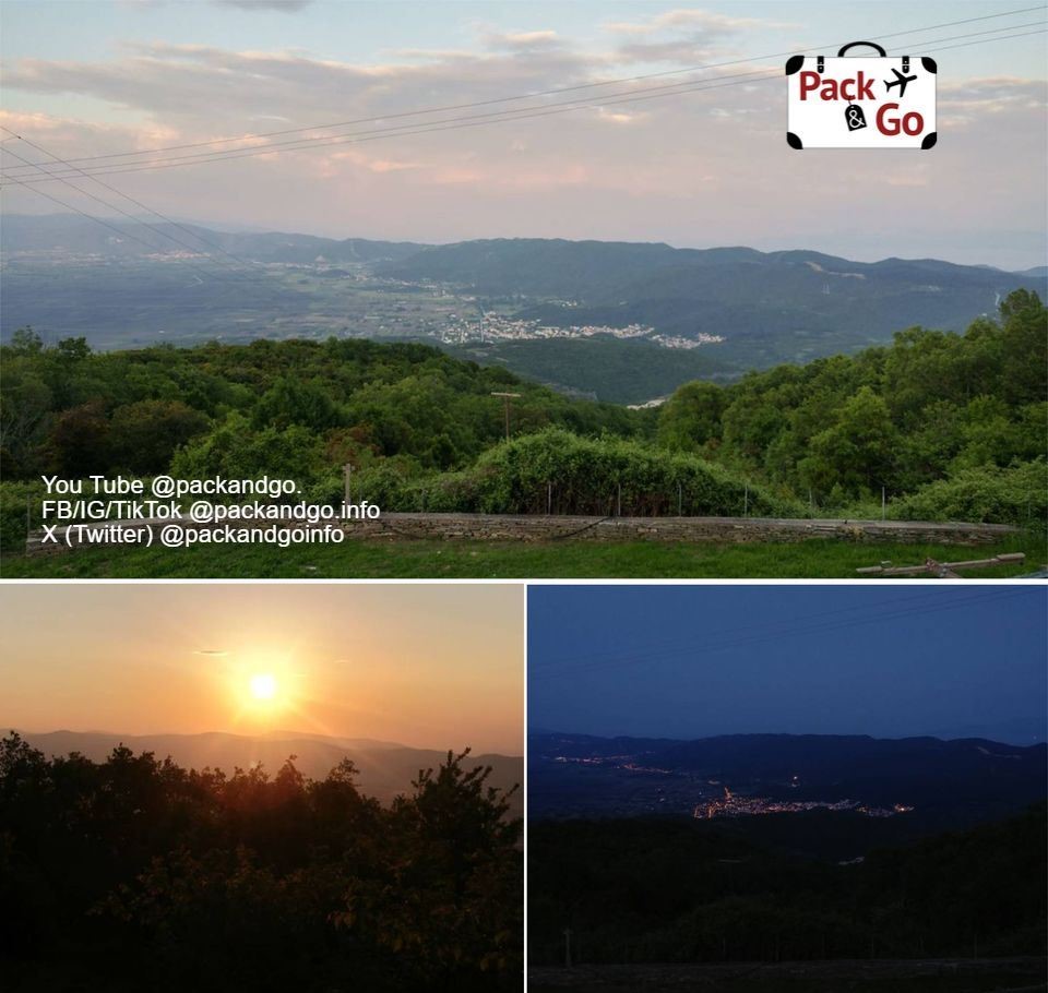 3 grids collage with views from Pangaion Mountain, Greece