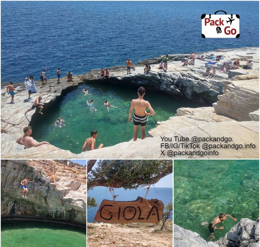 Enjoying so much Giola, Thasos, GR. Photos by packandgo.info 4 Grids Collage Giola, Thasos, GR published 23 dic 2024